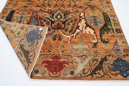 250 x 304 cm | rust Gold Kawros  Area Rug Afghan Hand Knotted veg Dye Wool carpet