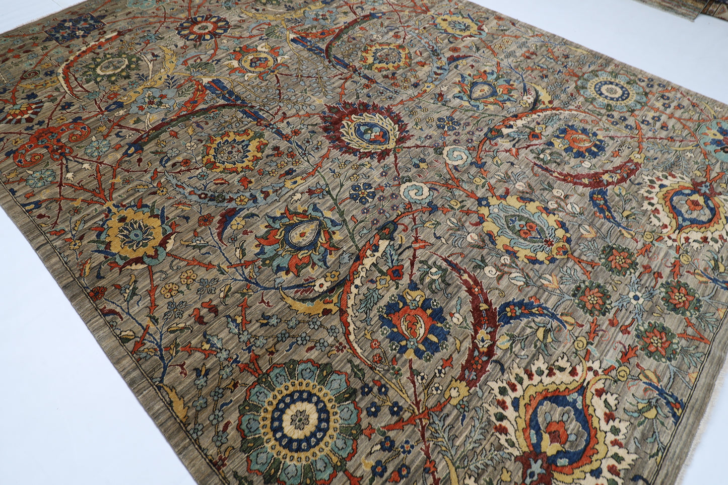 270 x 367 cm | Oriental Gray Area Rug Afghan Hand Knotted Veg Dye Wool carpet