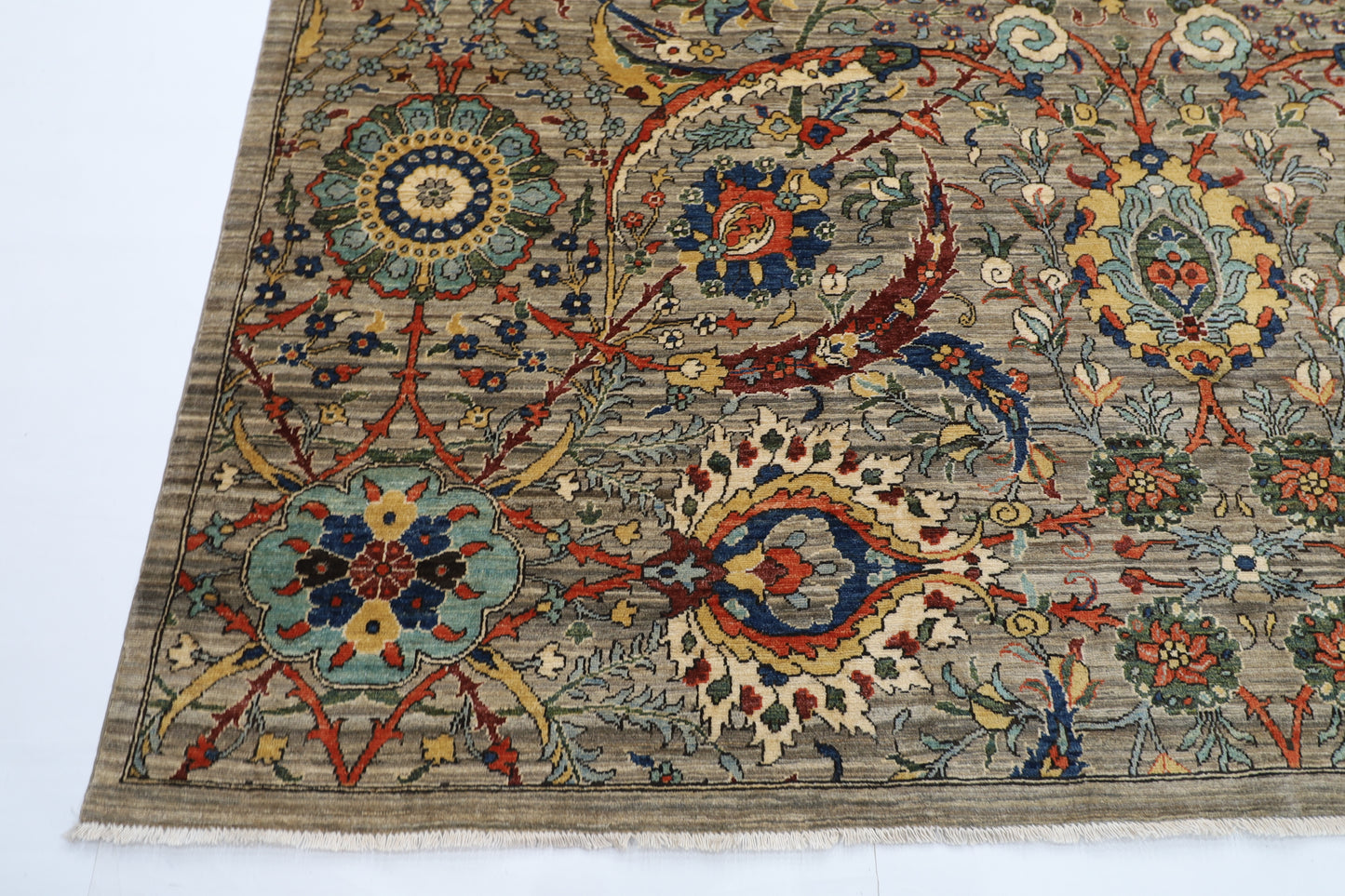 270 x 367 cm | Oriental Gray Area Rug Afghan Hand Knotted Veg Dye Wool carpet
