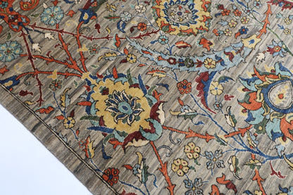 270 x 367 cm | Oriental Gray Area Rug Afghan Hand Knotted Veg Dye Wool carpet