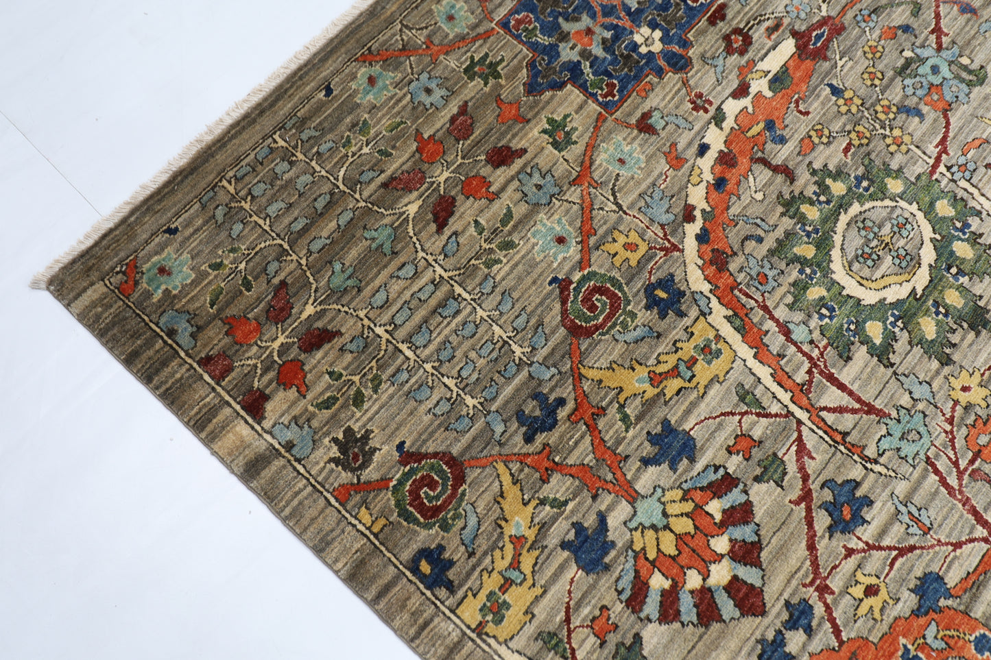 270 x 367 cm | Oriental Gray Area Rug Afghan Hand Knotted Veg Dye Wool carpet