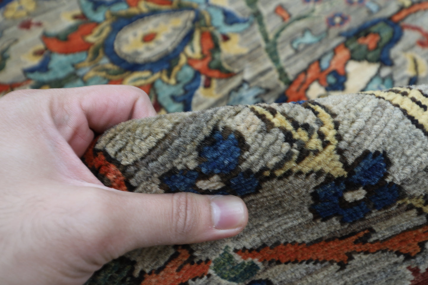 270 x 367 cm | Oriental Gray Area Rug Afghan Hand Knotted Veg Dye Wool carpet