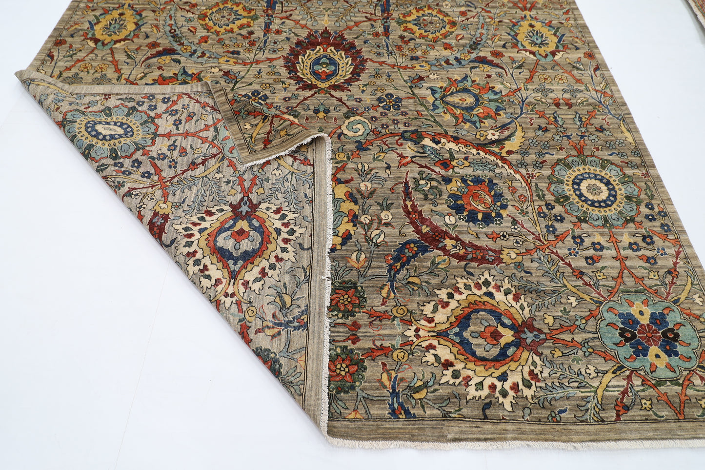 270 x 367 cm | Oriental Gray Area Rug Afghan Hand Knotted Veg Dye Wool carpet