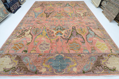 305 x 415 cm | Large Kawros Pink Area Rug Afghan Hand Knotted veg Dye Wool carpet