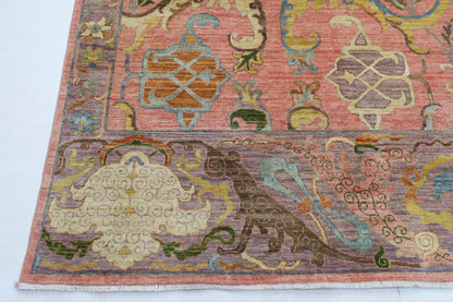 305 x 415 cm | Large Kawros Pink Area Rug Afghan Hand Knotted veg Dye Wool carpet