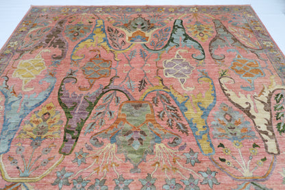 305 x 415 cm | Large Kawros Pink Area Rug Afghan Hand Knotted veg Dye Wool carpet