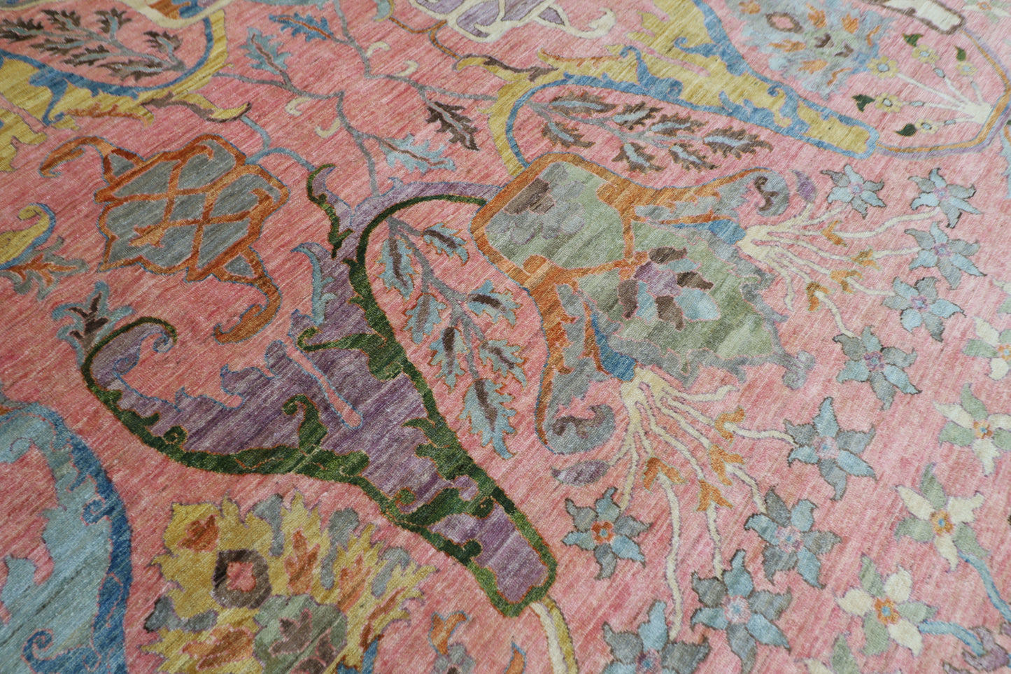 305 x 415 cm | Large Kawros Pink Area Rug Afghan Hand Knotted veg Dye Wool carpet