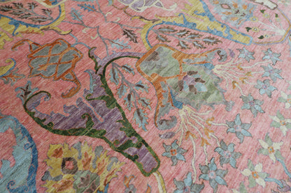305 x 415 cm | Large Kawros Pink Area Rug Afghan Hand Knotted veg Dye Wool carpet
