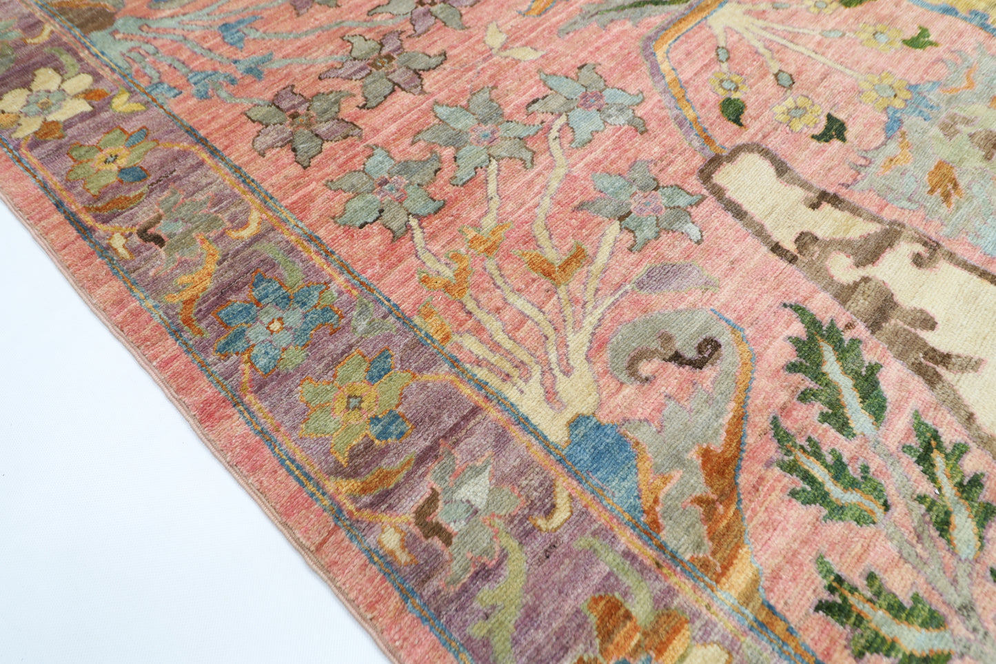 305 x 415 cm | Large Kawros Pink Area Rug Afghan Hand Knotted veg Dye Wool carpet