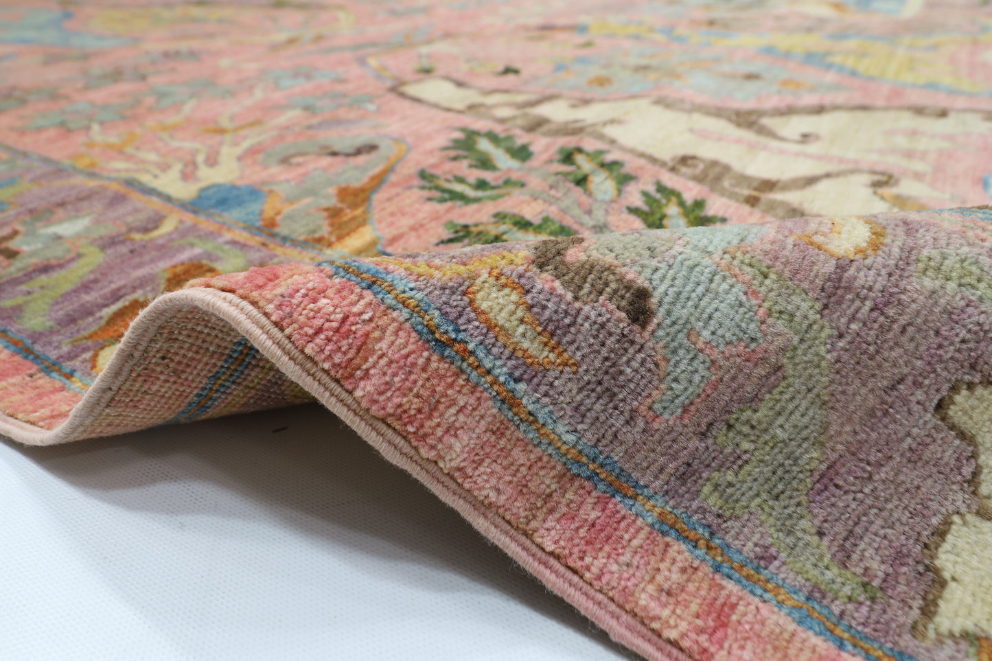 305 x 415 cm | Large Kawros Pink Area Rug Afghan Hand Knotted veg Dye Wool carpet