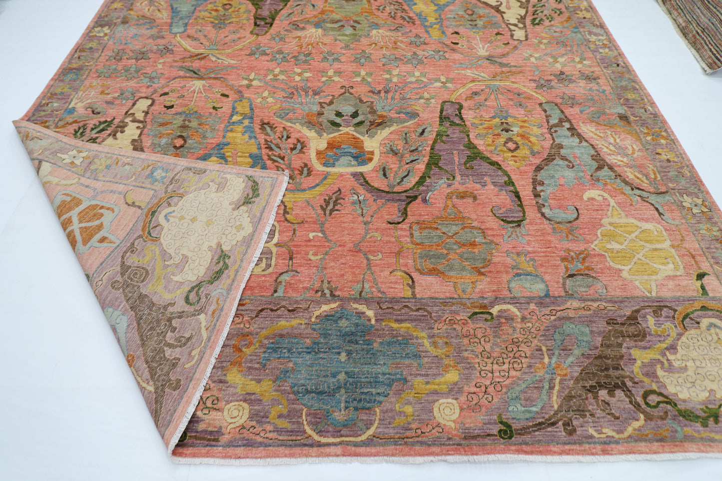 305 x 415 cm | Large Kawros Pink Area Rug Afghan Hand Knotted veg Dye Wool carpet