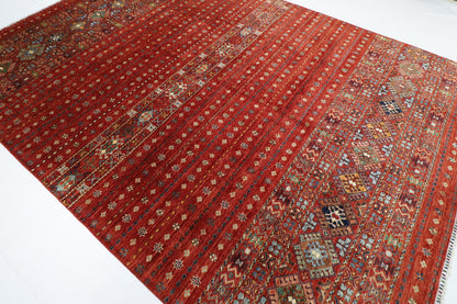 252 x 351 cm | Gabbeh Red Area Rug Afghan Hand Knotted veg Dye Wool carpet