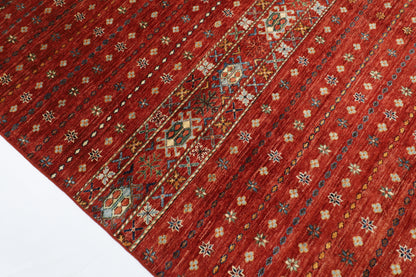 252 x 351 cm | Gabbeh Red Area Rug Afghan Hand Knotted veg Dye Wool carpet