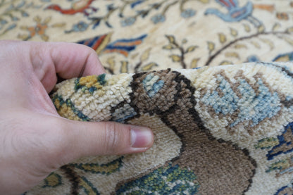 271 x 367 cm | Oriental Birds Beige Area Rug Afghan Hand Knotted Veg Dye Wool carpet