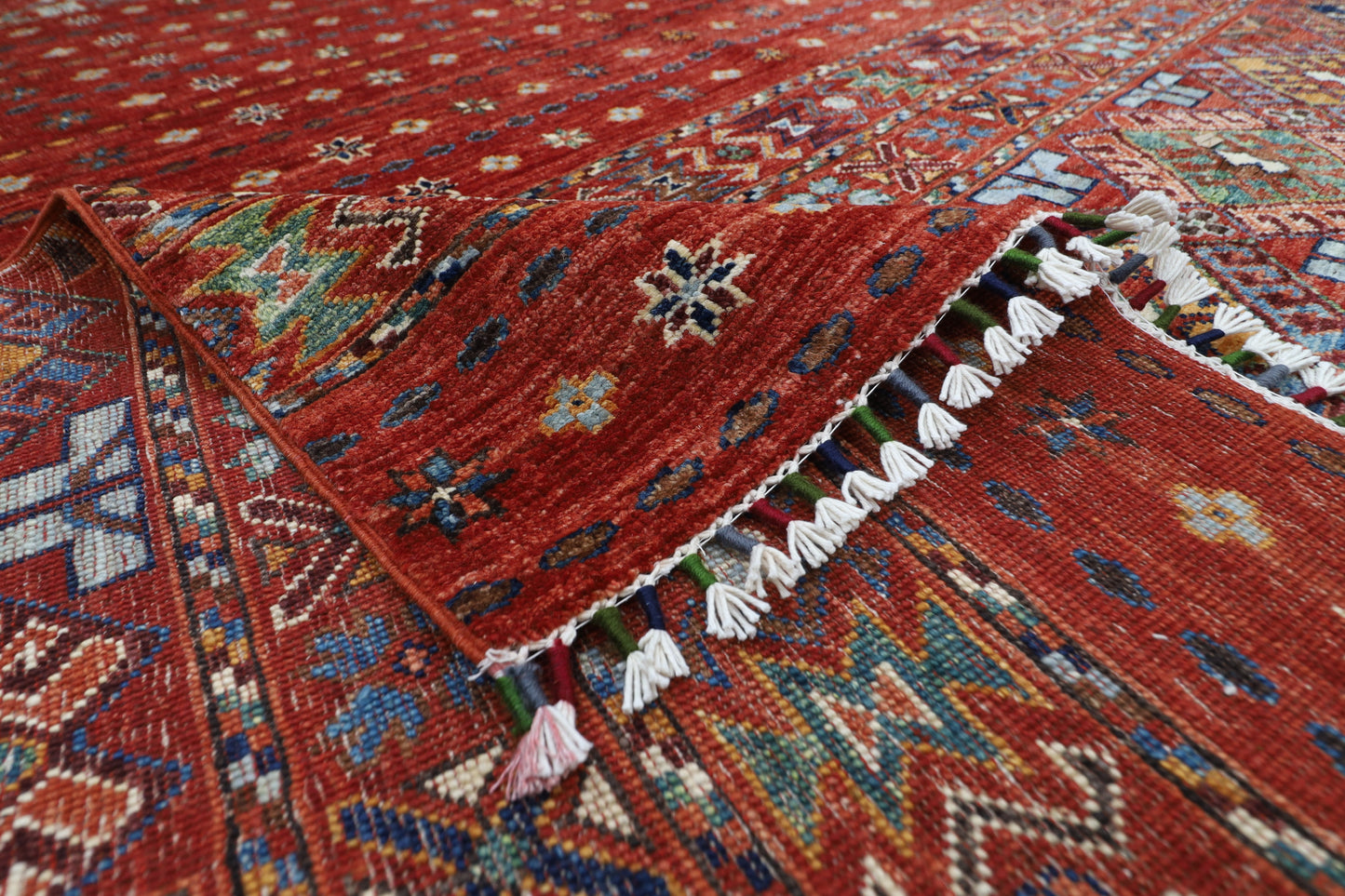 252 x 351 cm | Gabbeh Red Area Rug Afghan Hand Knotted veg Dye Wool carpet