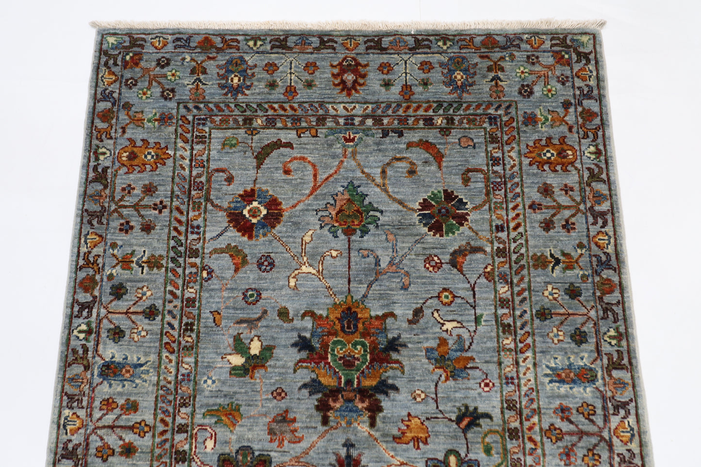 104 x 160 cm | Sultani Blueish Grey Afghan Hand Knotted Carpet