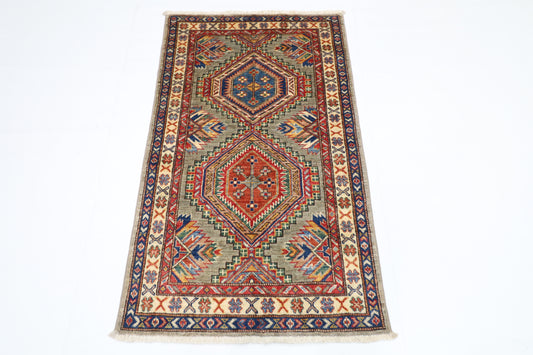80 x 134 cm | Kazak Grey Afghan Hand Knotted Carpet