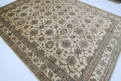 268 x 357 cm | Oriental Floral Beige Area Rug Afghan Hand Knotted Veg Dye Wool carpet