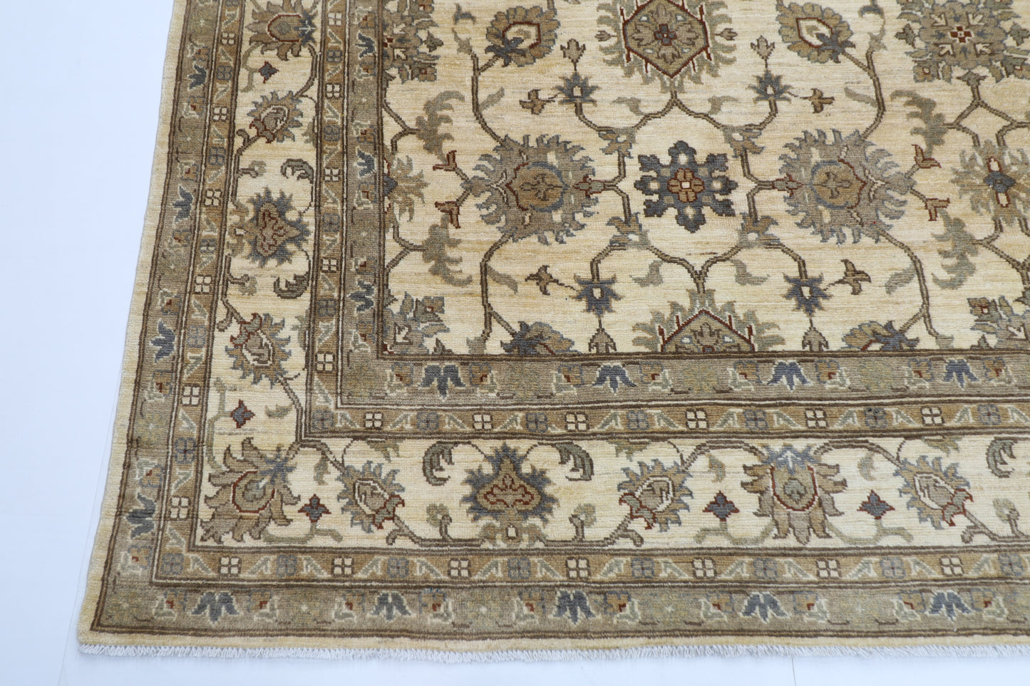 268 x 357 cm | Oriental Floral Beige Area Rug Afghan Hand Knotted Veg Dye Wool carpet