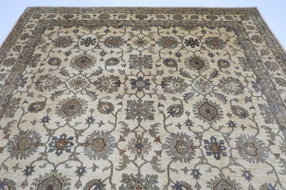 268 x 357 cm | Oriental Floral Beige Area Rug Afghan Hand Knotted Veg Dye Wool carpet