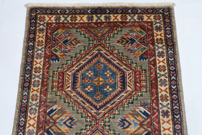 80 x 134 cm | Kazak Grey Afghan Hand Knotted Carpet
