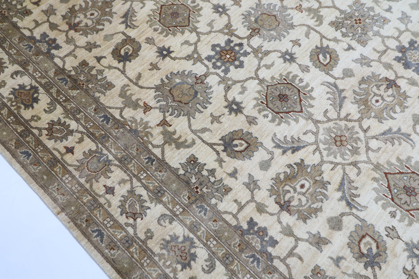 268 x 357 cm | Oriental Floral Beige Area Rug Afghan Hand Knotted Veg Dye Wool carpet