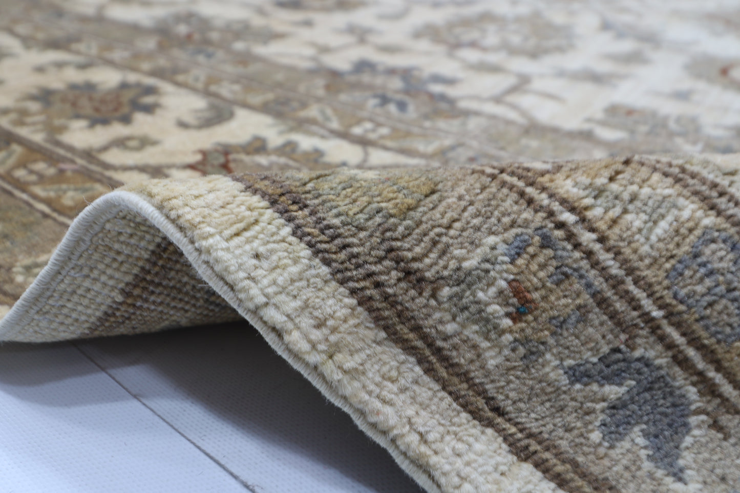 268 x 357 cm | Oriental Floral Beige Area Rug Afghan Hand Knotted Veg Dye Wool carpet