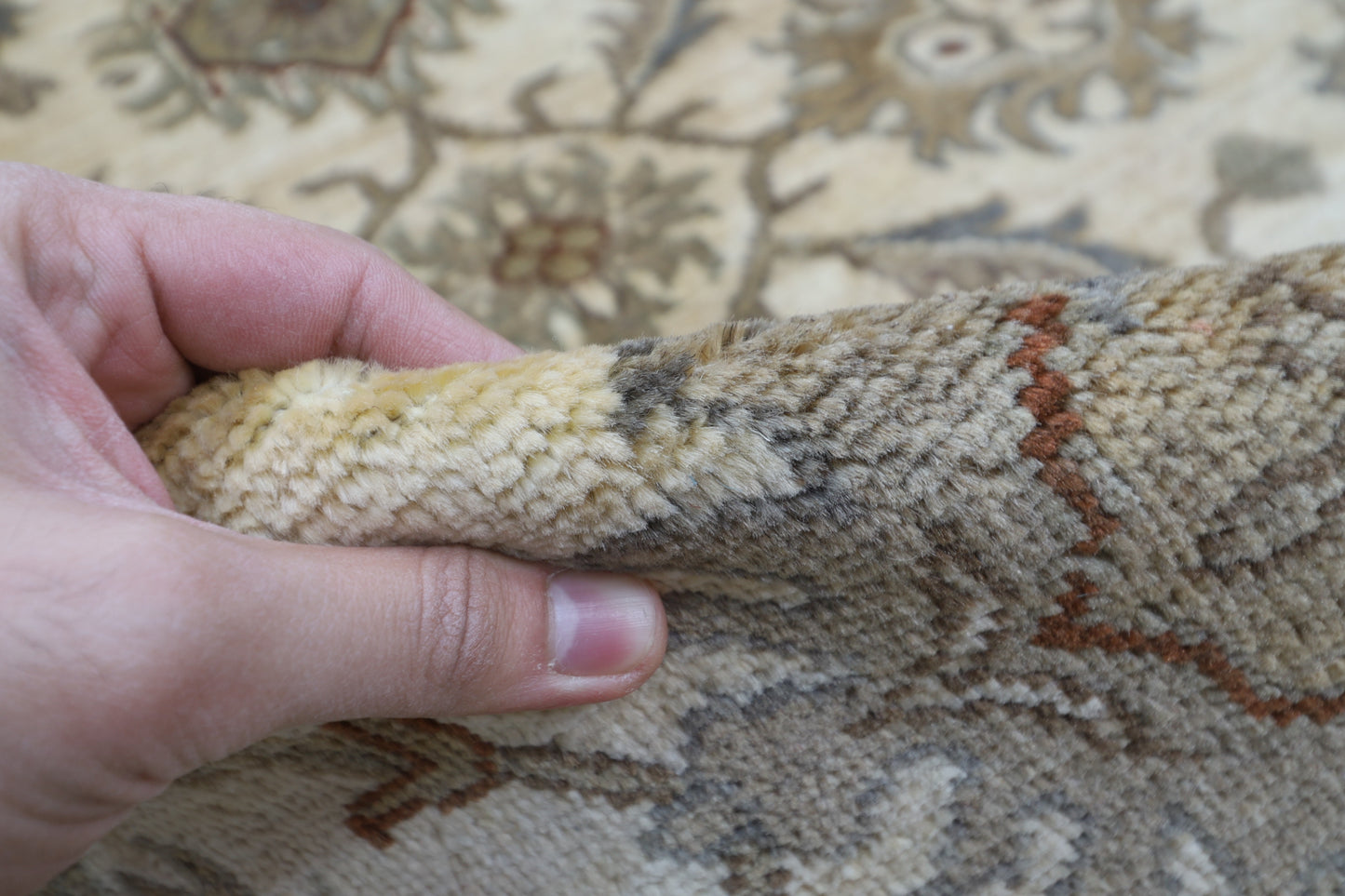 268 x 357 cm | Oriental Floral Beige Area Rug Afghan Hand Knotted Veg Dye Wool carpet