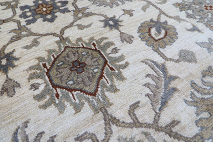 268 x 357 cm | Oriental Floral Beige Area Rug Afghan Hand Knotted Veg Dye Wool carpet