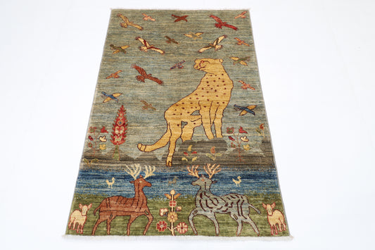 100 x 149 cm | Animal Gabbeh Afghan Hand Knotted Carpet