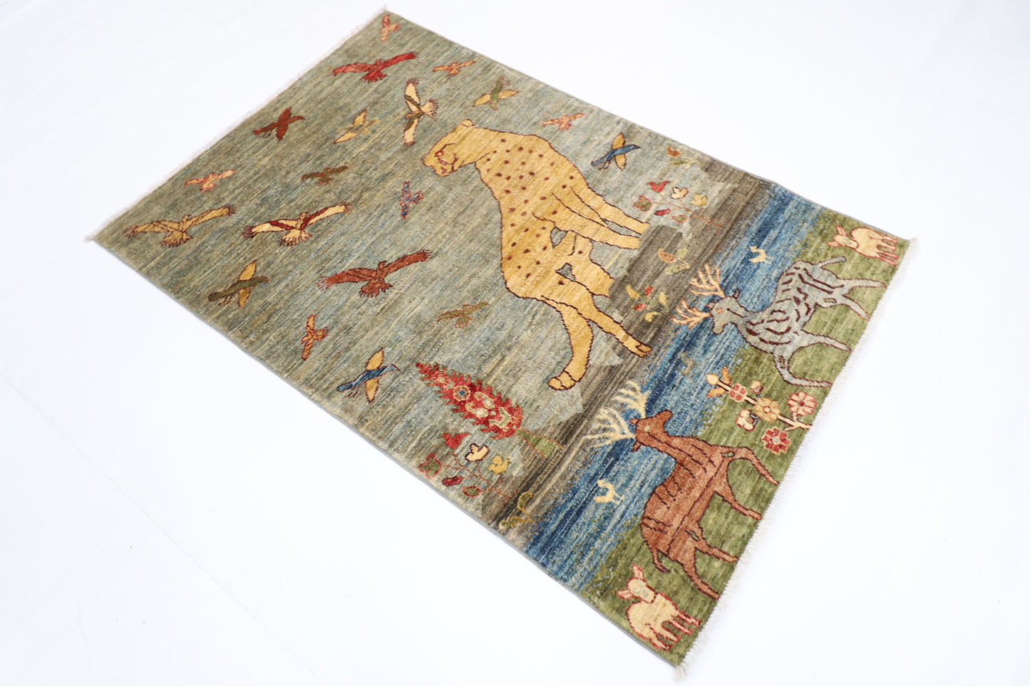 100 x 149 cm | Animal Gabbeh Afghan Hand Knotted Carpet