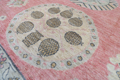 254 x 294 cm | Suzani Pink Area Rug Afghan Hand Knotted veg Dye Wool carpet