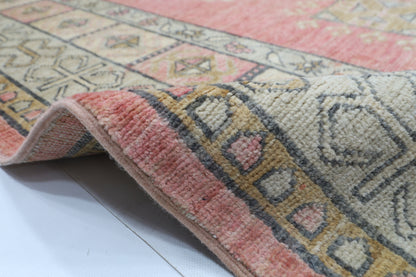 254 x 294 cm | Suzani Pink Area Rug Afghan Hand Knotted veg Dye Wool carpet
