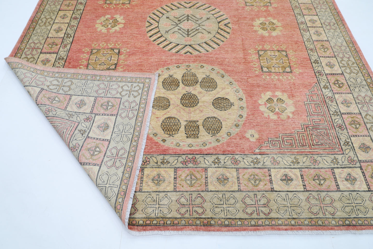254 x 294 cm | Suzani Pink Area Rug Afghan Hand Knotted veg Dye Wool carpet