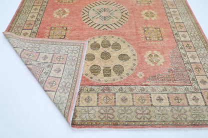 254 x 294 cm | Suzani Pink Area Rug Afghan Hand Knotted veg Dye Wool carpet