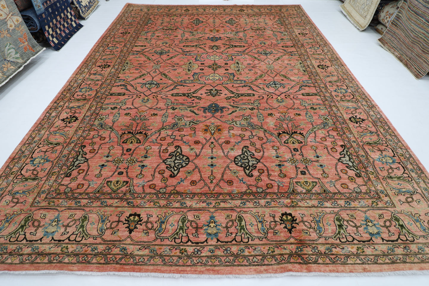 302 x 415 cm | Large Bidjar Pink Area Rug Afghan Hand Knotted veg Dye Wool carpet