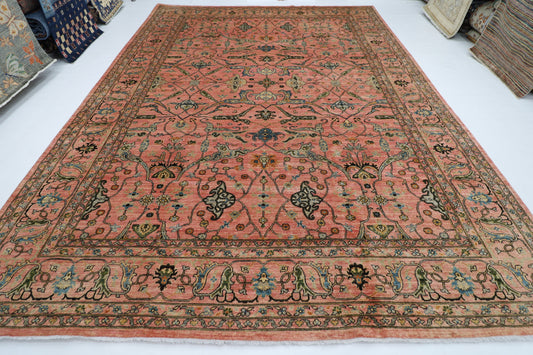 302 x 415 cm | Large Bidjar Pink Area Rug Afghan Hand Knotted veg Dye Wool carpet