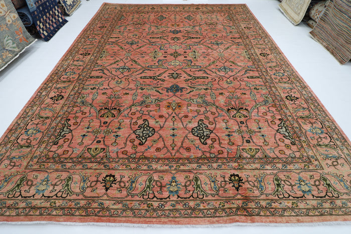 302 x 415 cm | Large Bidjar Pink Area Rug Afghan Hand Knotted veg Dye Wool carpet