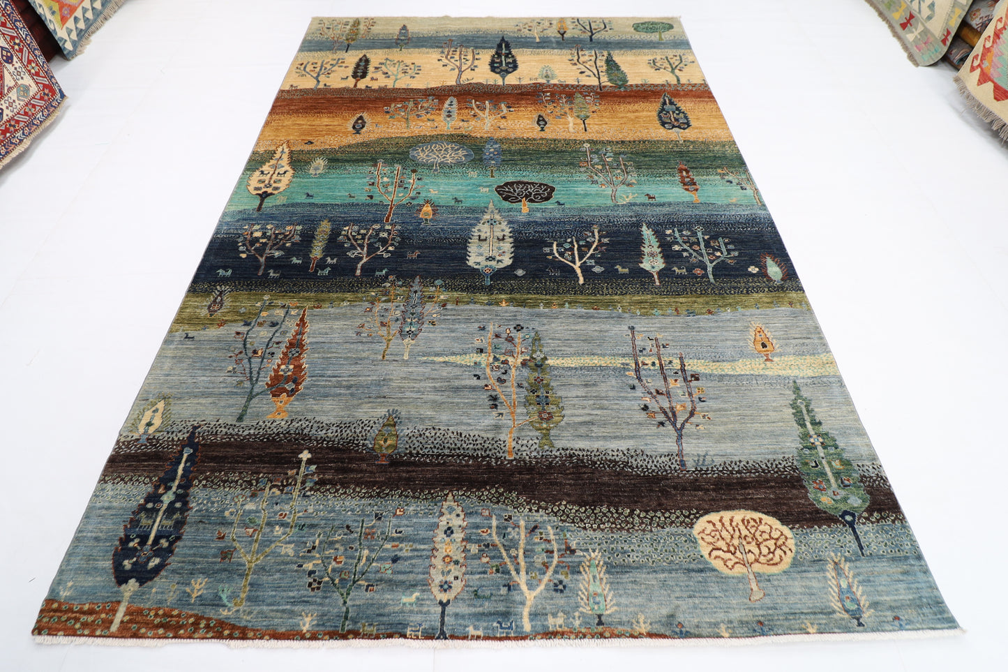 202 x 303 cm | Tree of life Area Rug Afghan Hand Knotted veg Dye Wool carpet