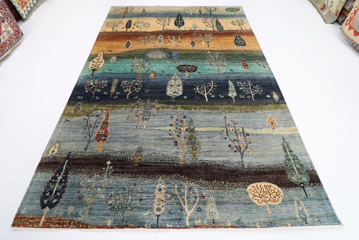202 x 303 cm | Tree of life Area Rug Afghan Hand Knotted veg Dye Wool carpet