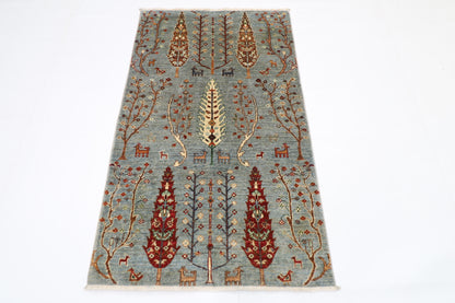 91 x 149 cm | Tree Gabbeh Afghan Hand Knotted Carpet