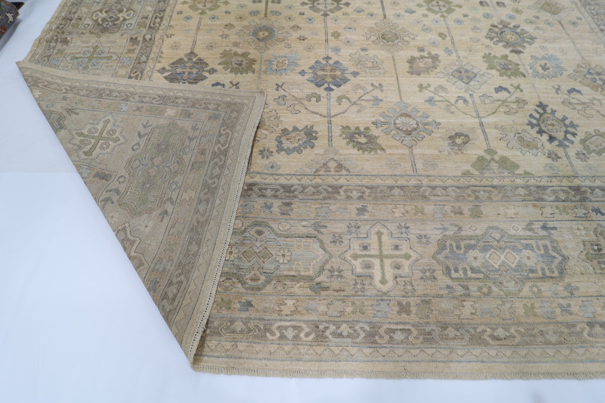 431 x 607 cm | Khotan Beige Area Rug Afghan Hand Knotted Veg Dye Wool carpet