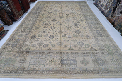 430 x 610 cm | Khotan Beige Area Rug Afghan Hand Knotted Veg Dye Wool carpet