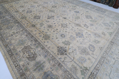 430 x 610 cm | Khotan Beige Area Rug Afghan Hand Knotted Veg Dye Wool carpet