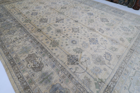 430 x 610 cm | Khotan Beige Area Rug Afghan Hand Knotted Veg Dye Wool carpet