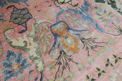 284 x 370 cm | Large Kawros Pink Area Rug Afghan Hand Knotted veg Dye Wool carpet