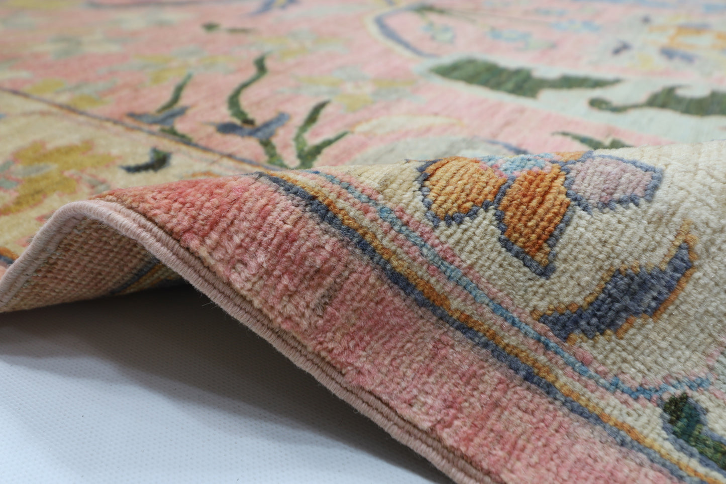 284 x 370 cm | Large Kawros Pink Area Rug Afghan Hand Knotted veg Dye Wool carpet