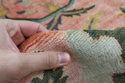 284 x 370 cm | Large Kawros Pink Area Rug Afghan Hand Knotted veg Dye Wool carpet