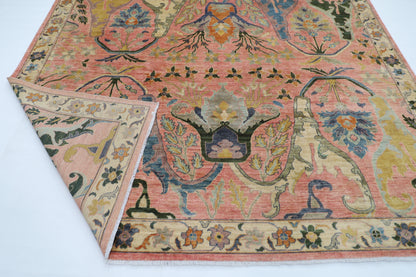 284 x 370 cm | Large Kawros Pink Area Rug Afghan Hand Knotted veg Dye Wool carpet
