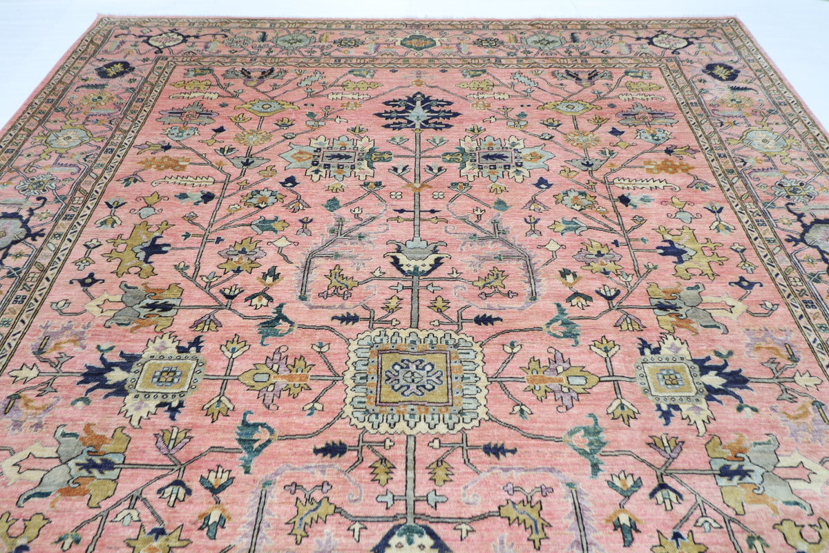 312 x 427 cm | Pink Area Rug Afghan Hand Knotted Veg Dye Wool carpet
